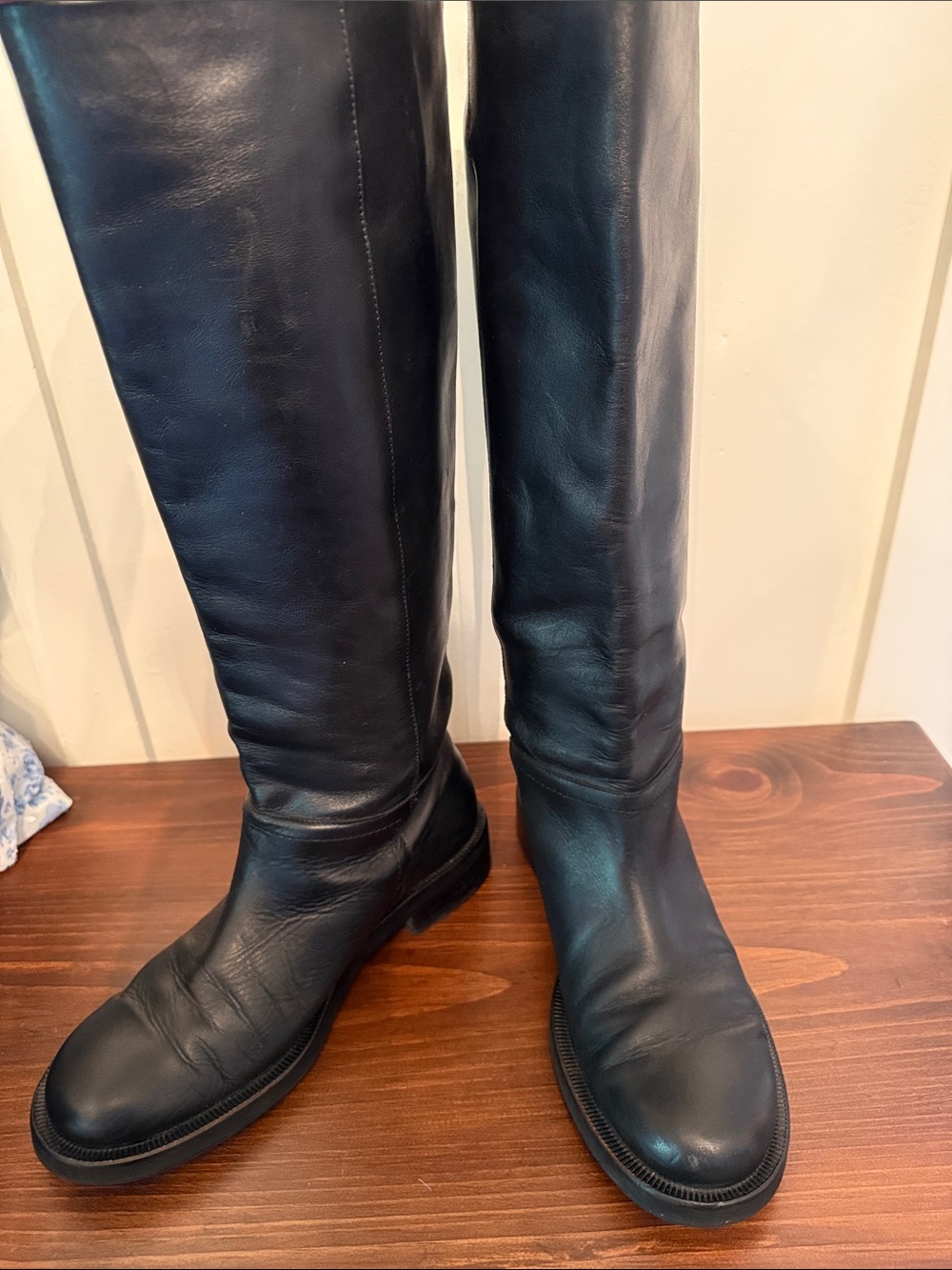 Zara Black Leather Tall Equestrian Riding Boots Size 40 US 9 - Picture 2 of 16